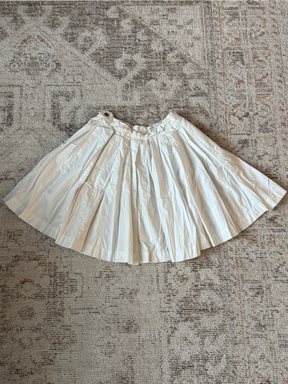 White Cotton Pleated A-Line Women's Skirt
